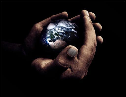 The earth being held in hands