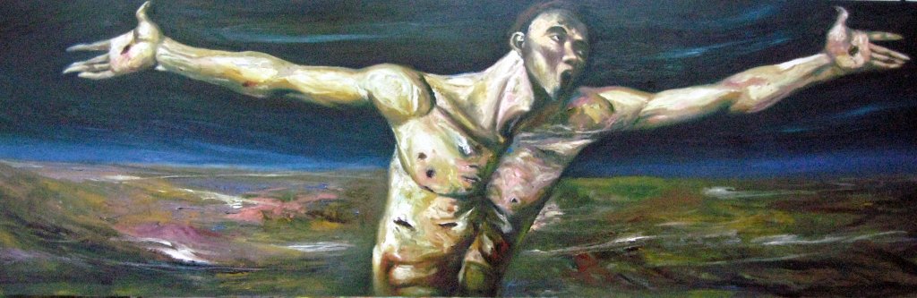 Emanuel Garibay, The Oblation, oil on canvas, 30 3/4" x 99 1/4", 2008