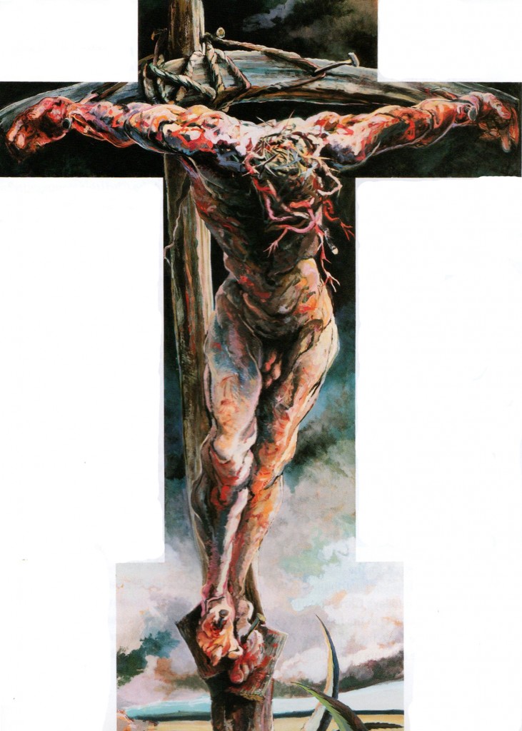 Edward Knippers, The Sacrifice, 1986, oil on panel, 16' x 11' irregular