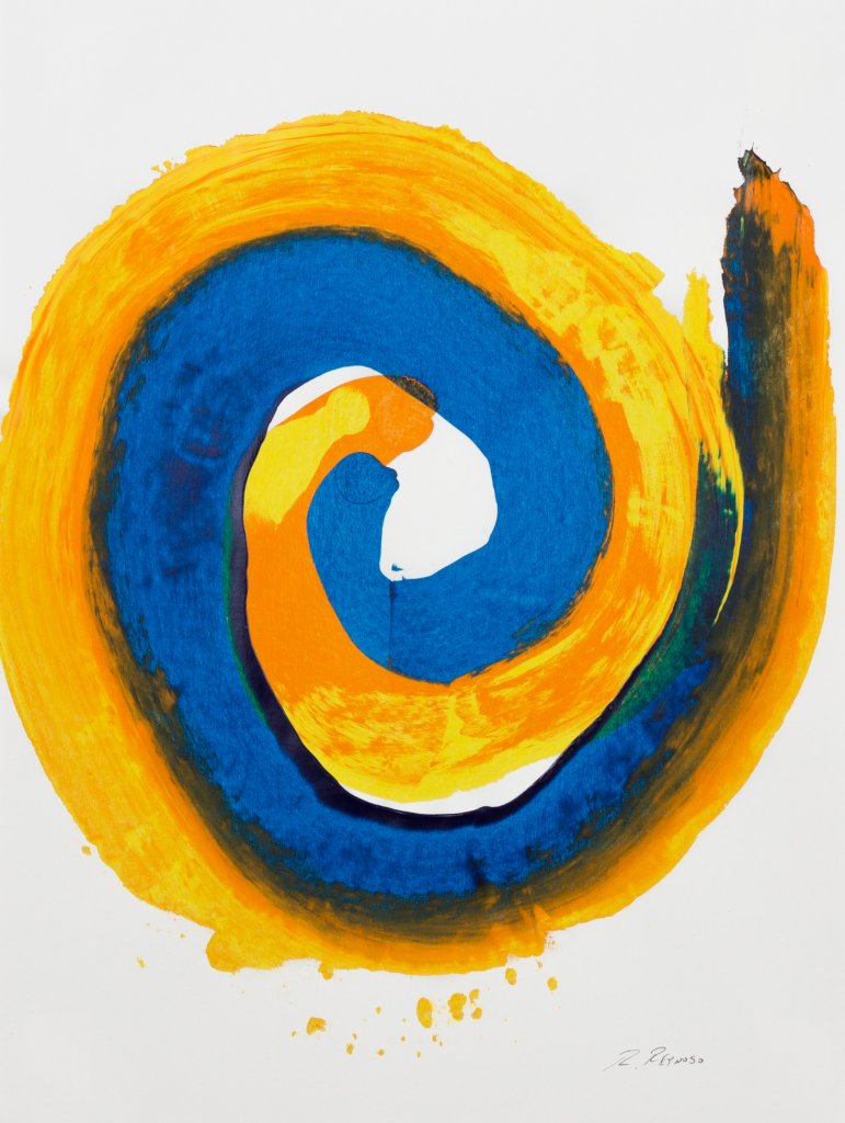 I Am What I Am #6, acrylic on paper, blue and yellow