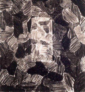 Rondall Reynoso, Untitled, charcoal on paper, 42" on the long side, 2000