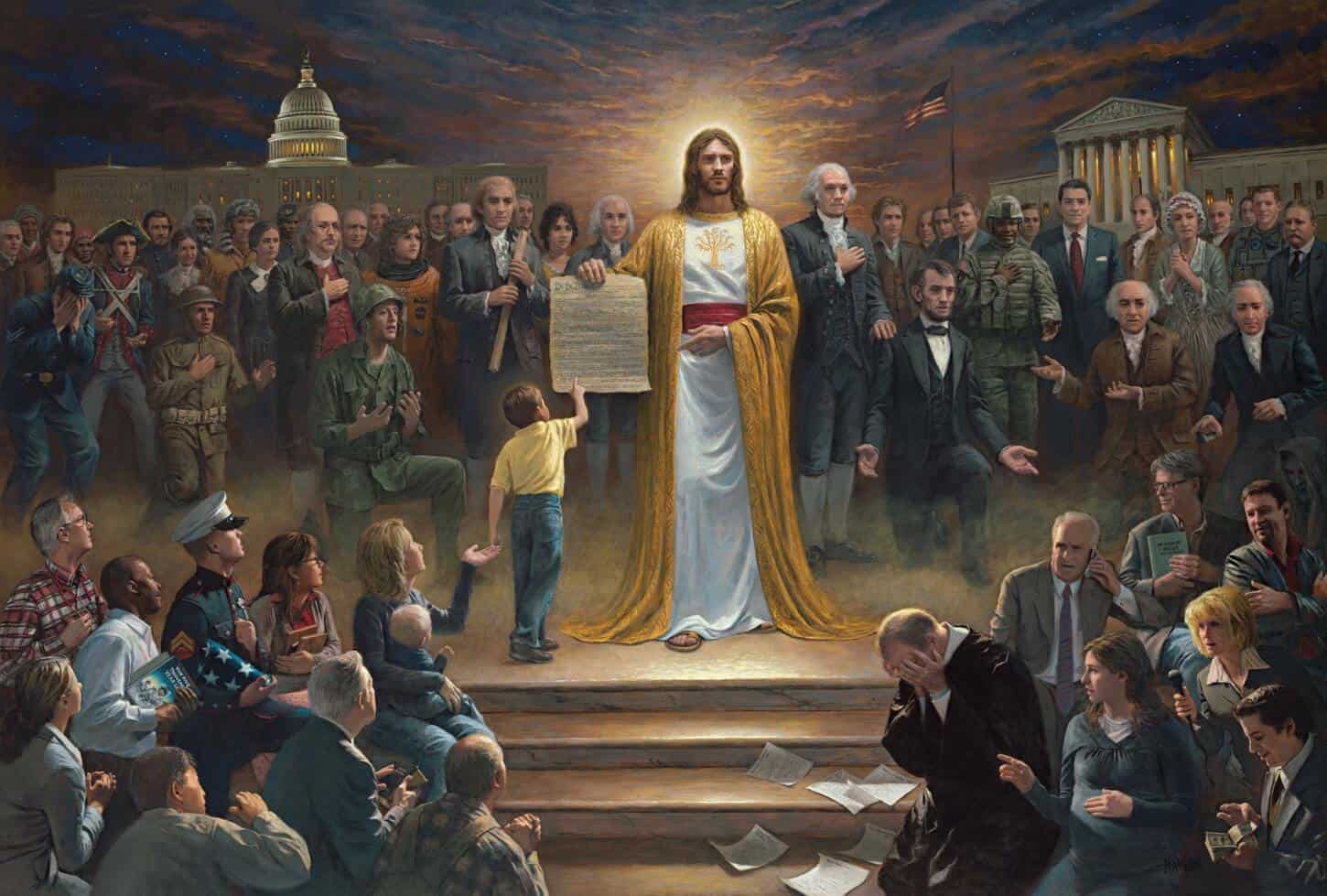 Jesus holding the constitutions by John McNaughton