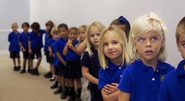 Kids in a line.