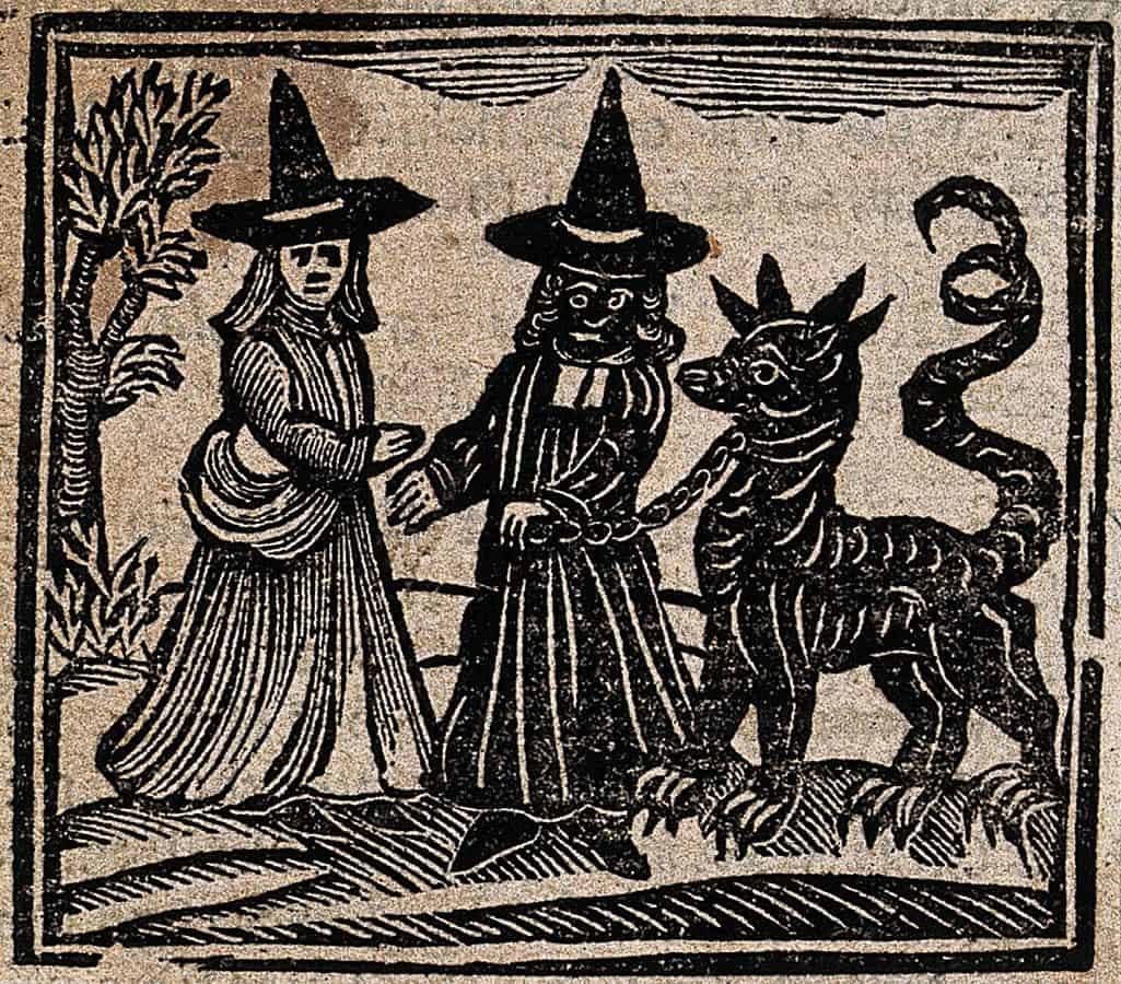 Witchcraft;_a_white-faced_witch_meeting_a_black-faced_witch_Wellcome_V0025811ETC