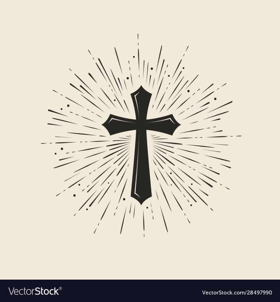 Christianity symbol of Jesus Christ. Cross, worship symbol. Vintage vector illustration