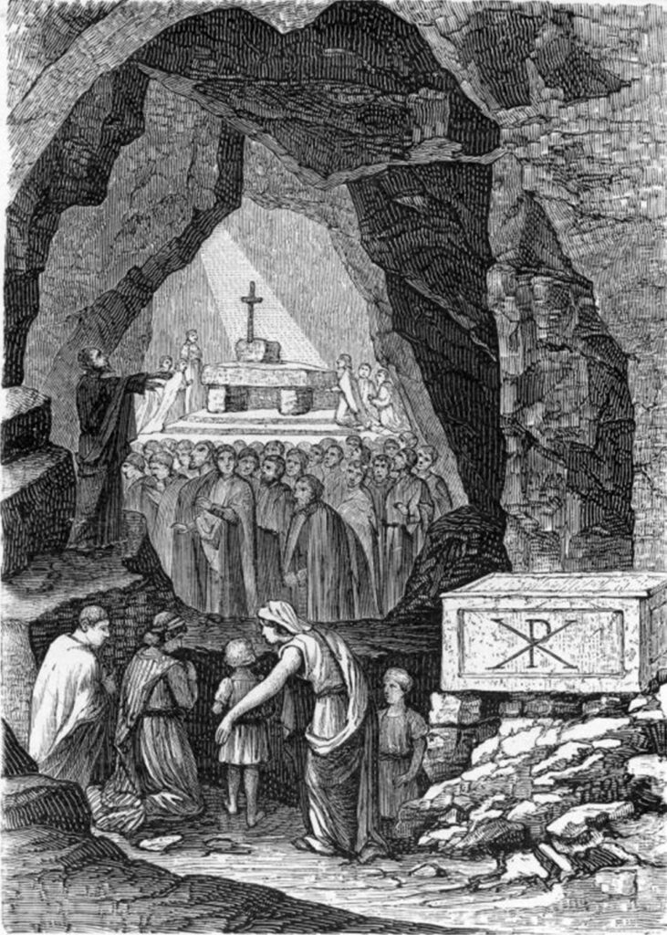 Early-Christians-Worship-in-the-Catacombs-of-Saint-Calixtus