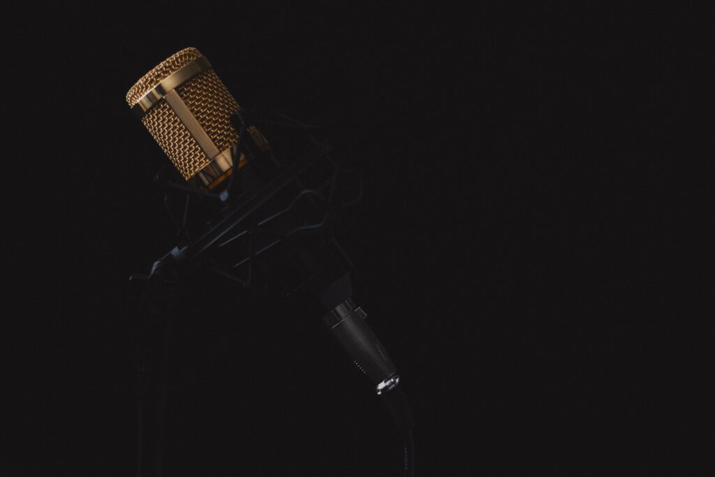 Microphone on dark background
