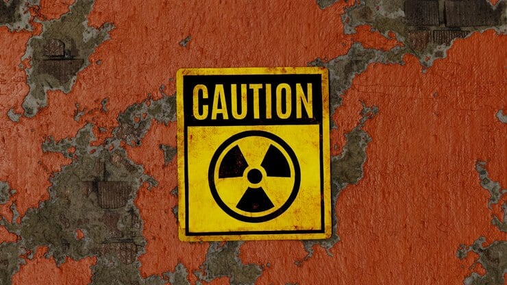 Radioactive symbol on rusted metal