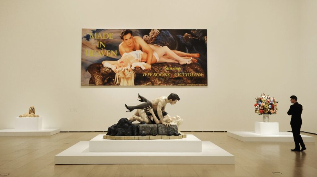 Made in Heaven by Jeff Koons showing Koons in intimate relationship with his wife Cicciolina. 