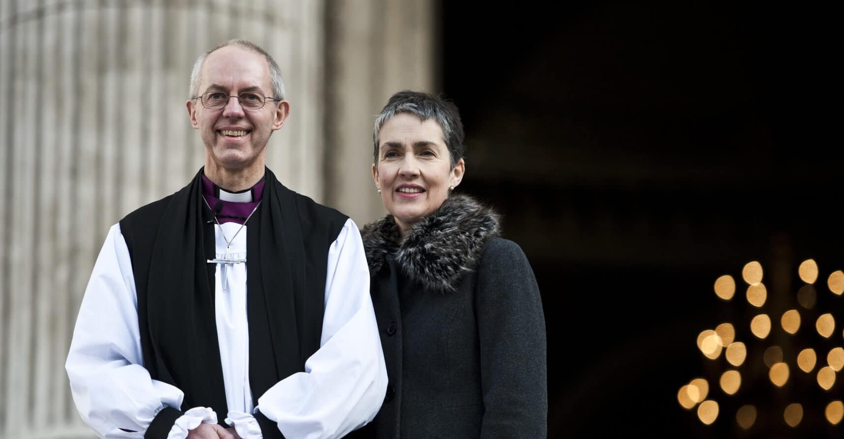 Photo shows the Archbishop of Canterbury in official clothing.