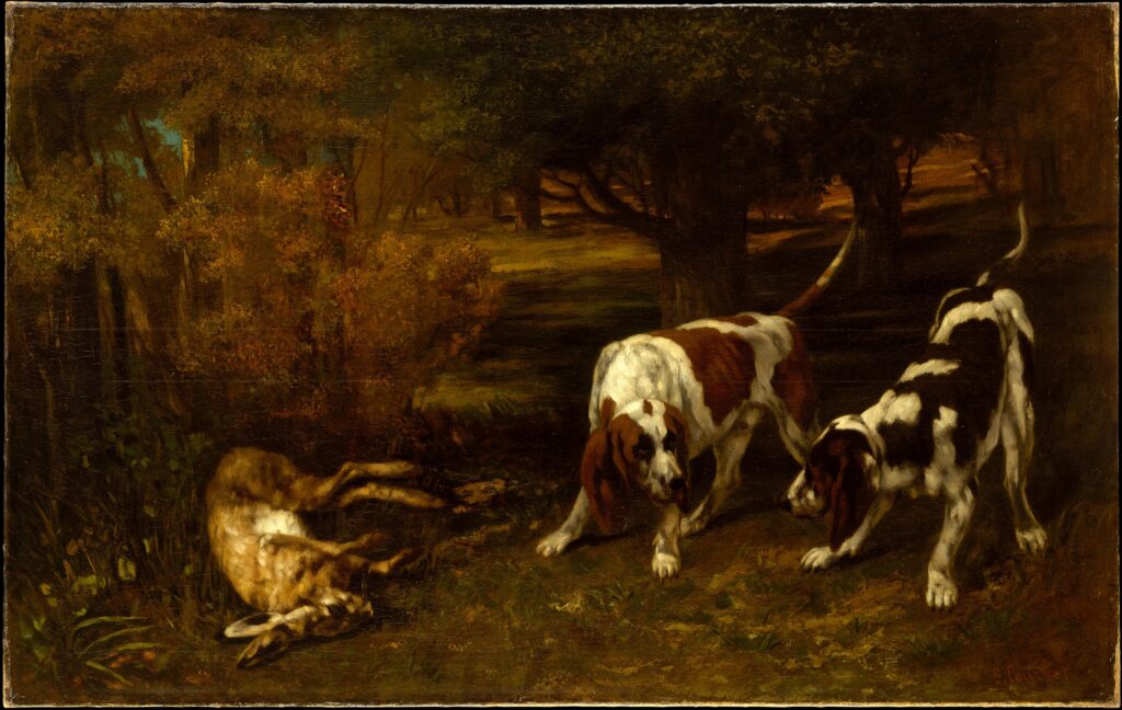 Gustave Courbet, Hunting Dogs With Dead Hare