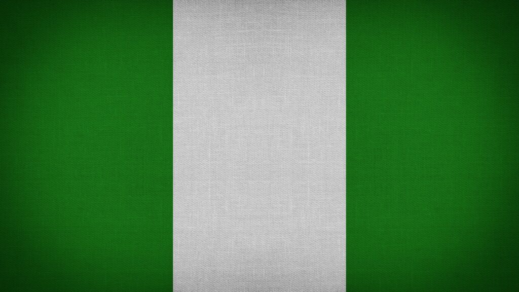 The green and white striped Nigerian flag is shown.