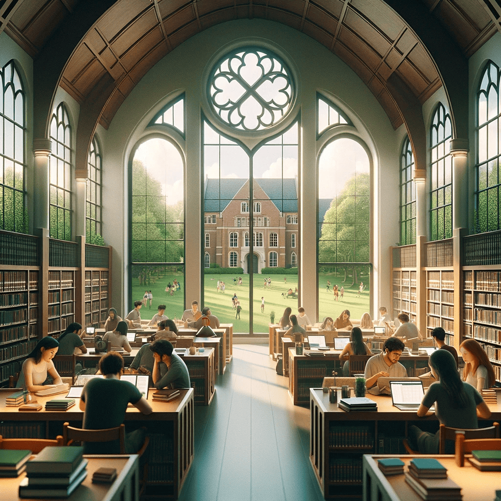 College Library Illustration