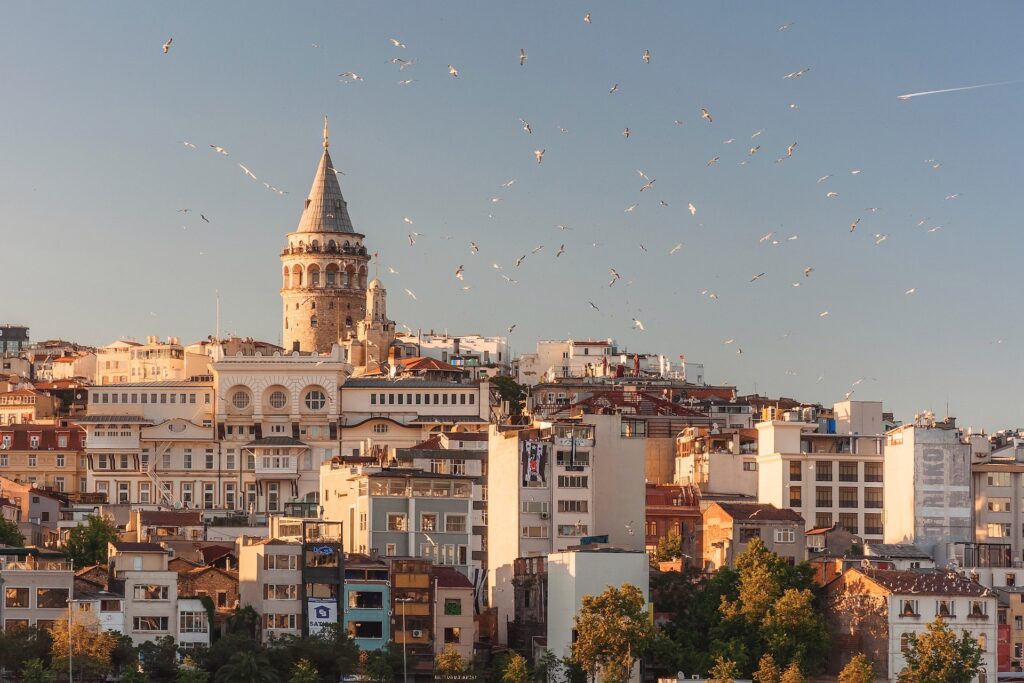 A skyline in turkey is shown in daytime.