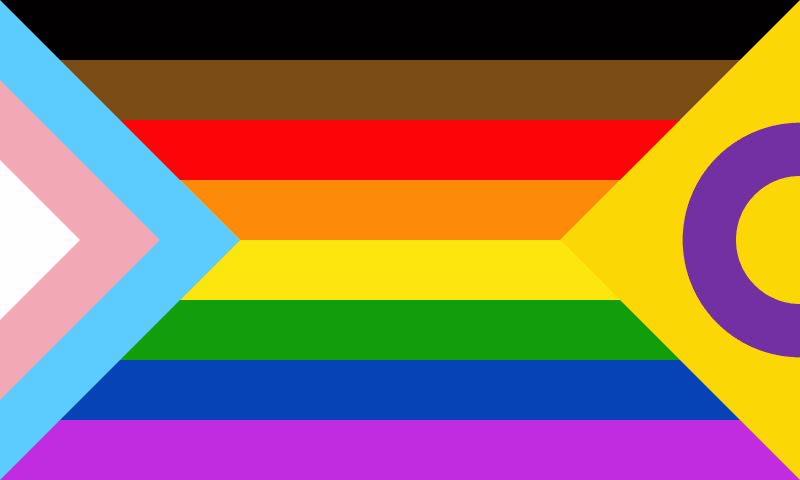 A flag showing an amalgamation of various LGBTQ+ identities.