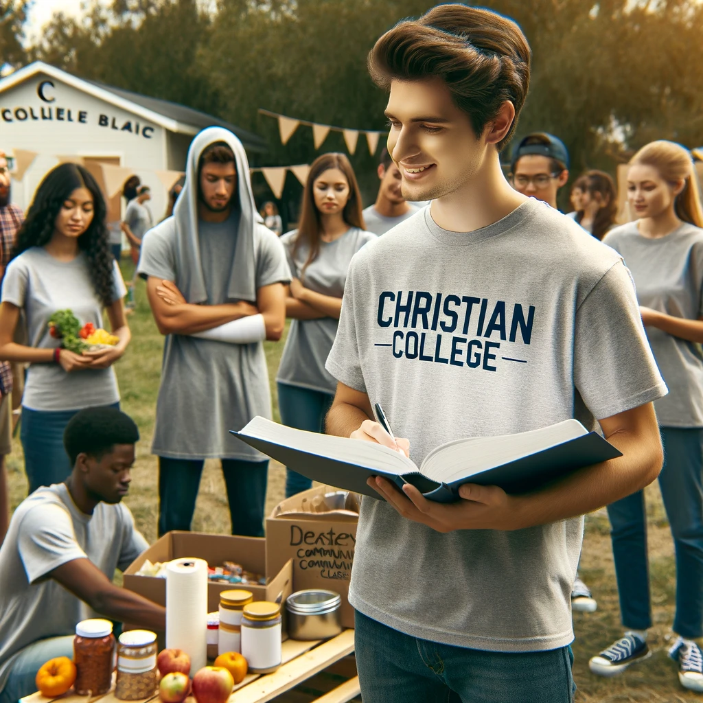 a Christian college student coordinating a community service project