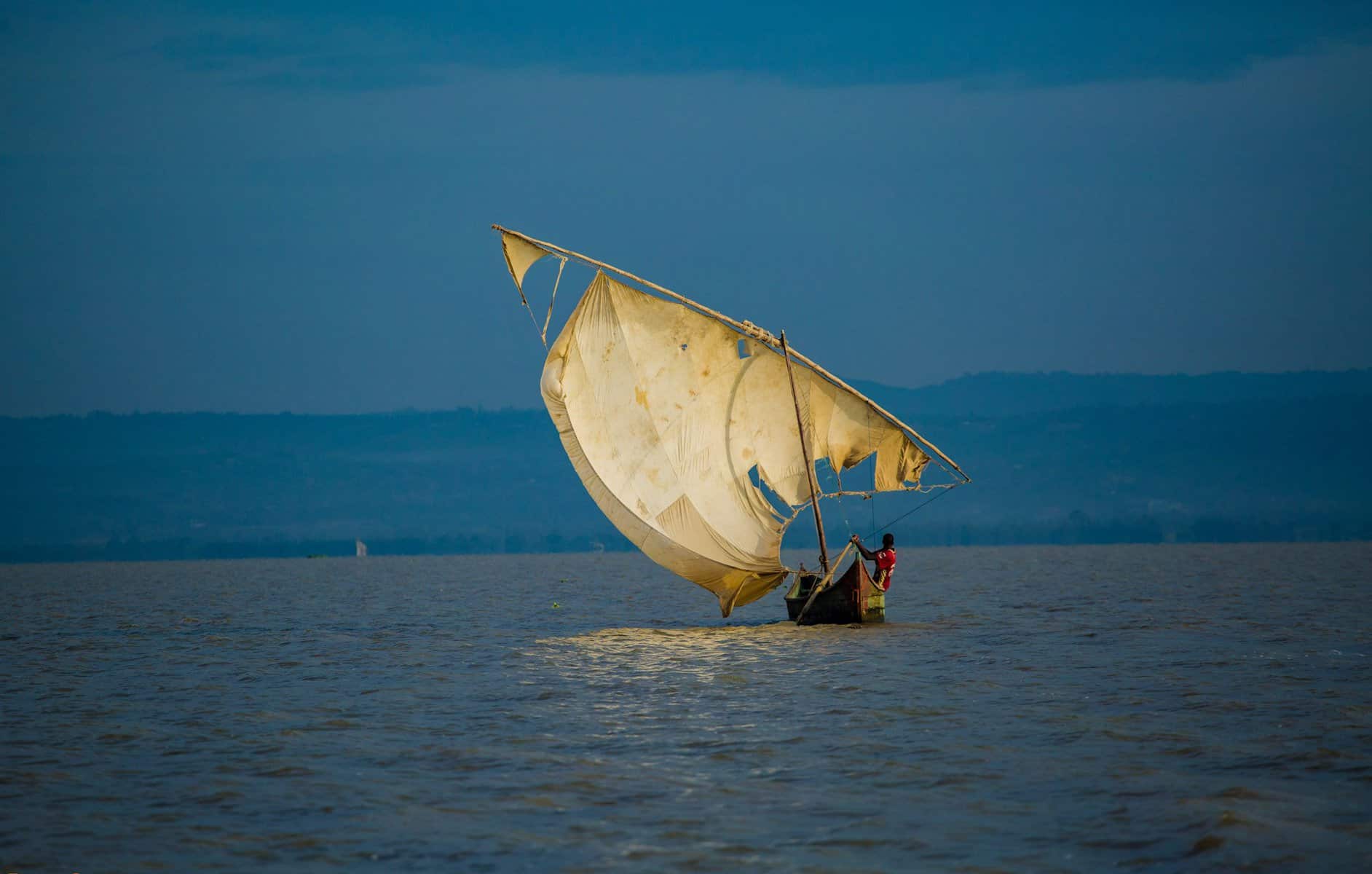 A fisherman on Lake Victoria