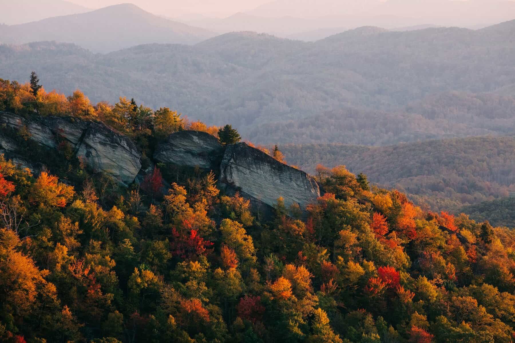 Grandfather mountain in North Carolina in the fall.