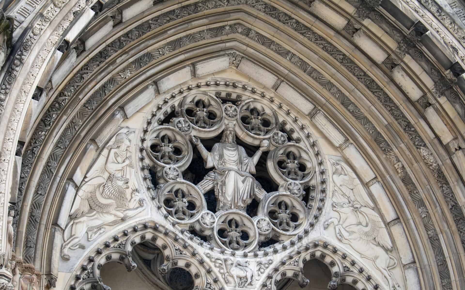 Stone relief of St John the Divine Episcopal Church