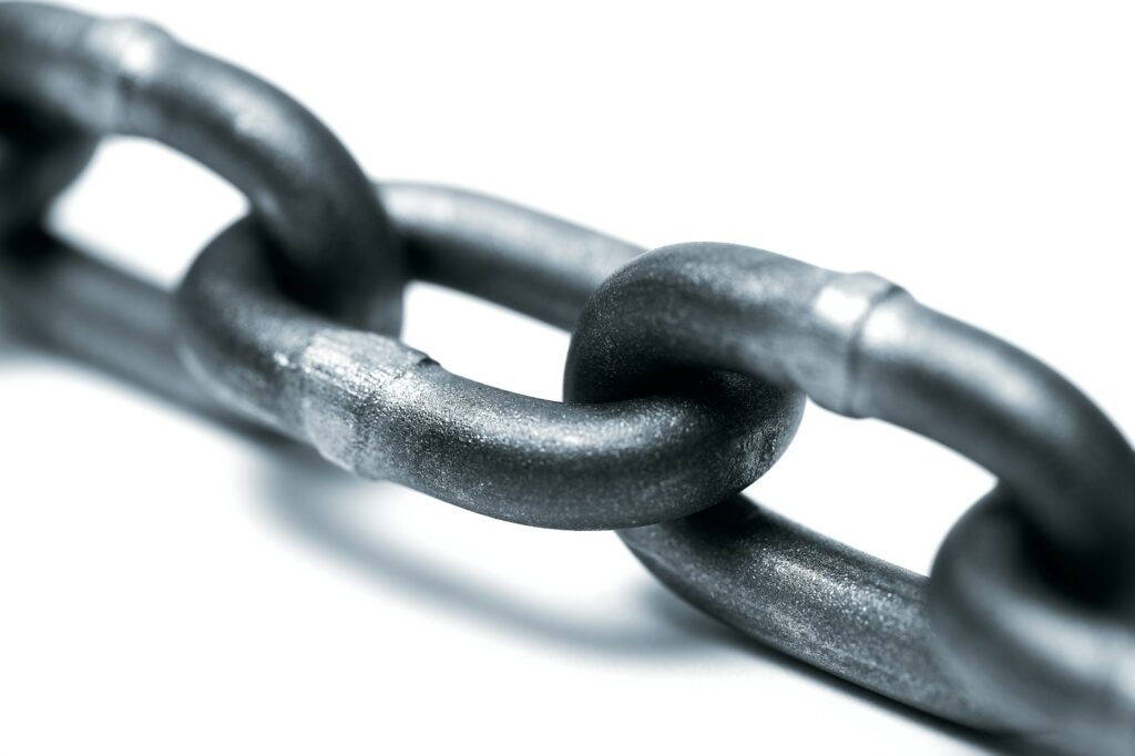 Close up image of chain links.