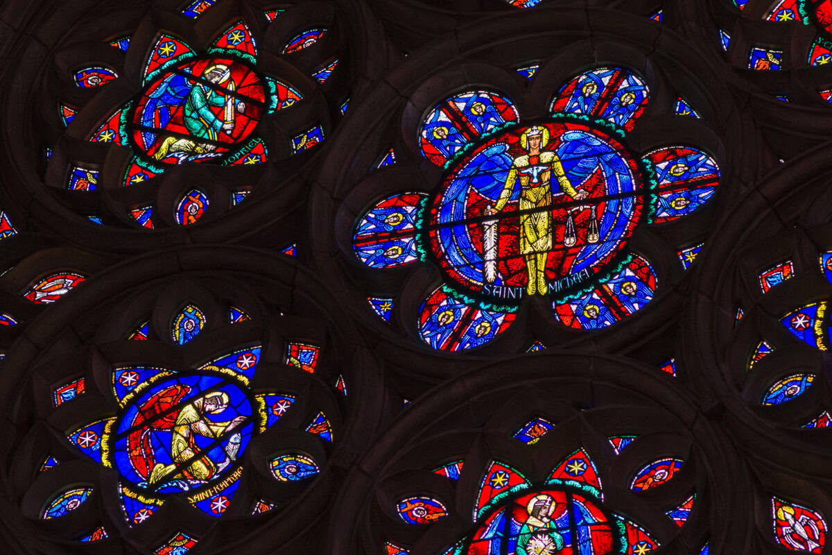 Stained glass of Grace Cathedral in San Francisco.