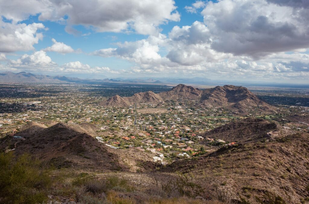 An aerial view of Scottsdale, AZ.