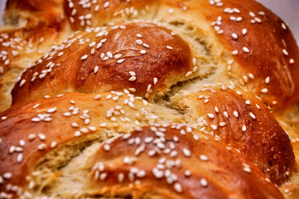 A close up of freshly baked (challah) bread.