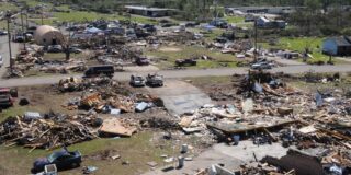 Arial View of Tornado Damage in Alabama