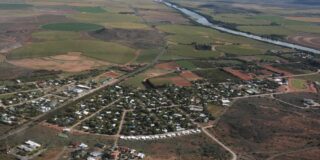 Orania, South Africa is seen from an aerial view.